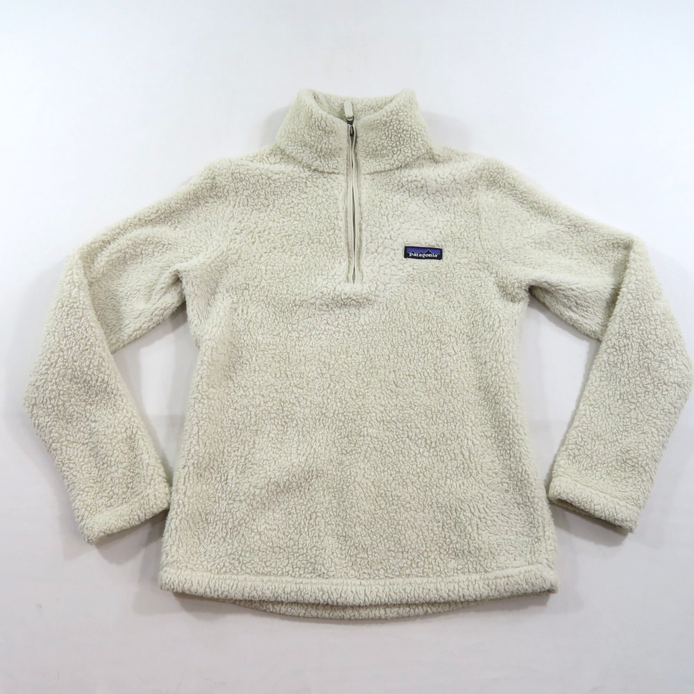 Patagonia Fleece Pullover Jacket Ivory 1/3 Zip Women's Sz XS Mid To Deep Pile